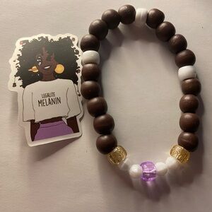 Brown and Purple Beaded Bracelet